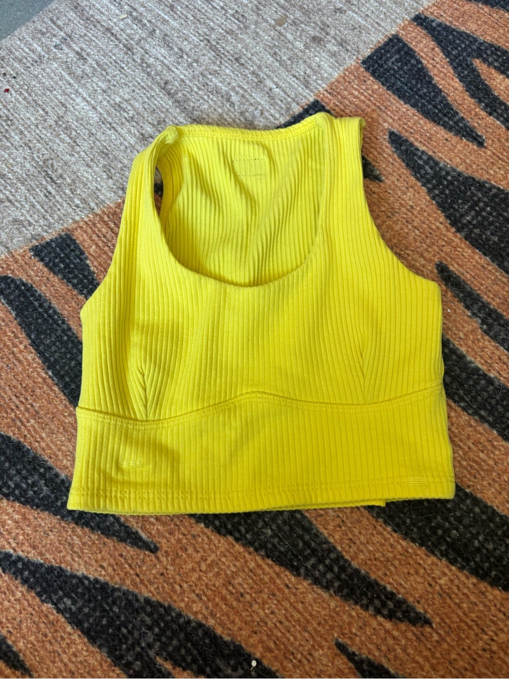 Bright Yellow Ribbed Crop Tank Top